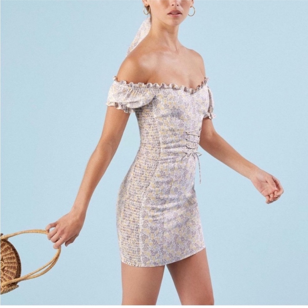Reformation Miami Dress Floral Off-Shoulder Size 12